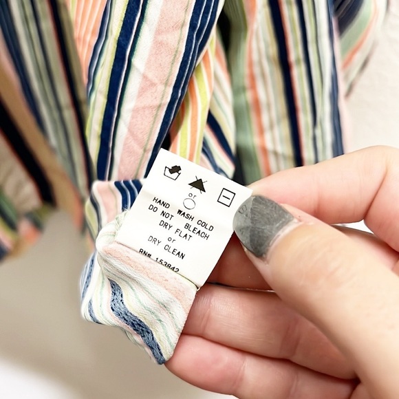 Melloday Striped Cold Shoulder Wide Sleeve Lightweight Top - Picture 9 of 9